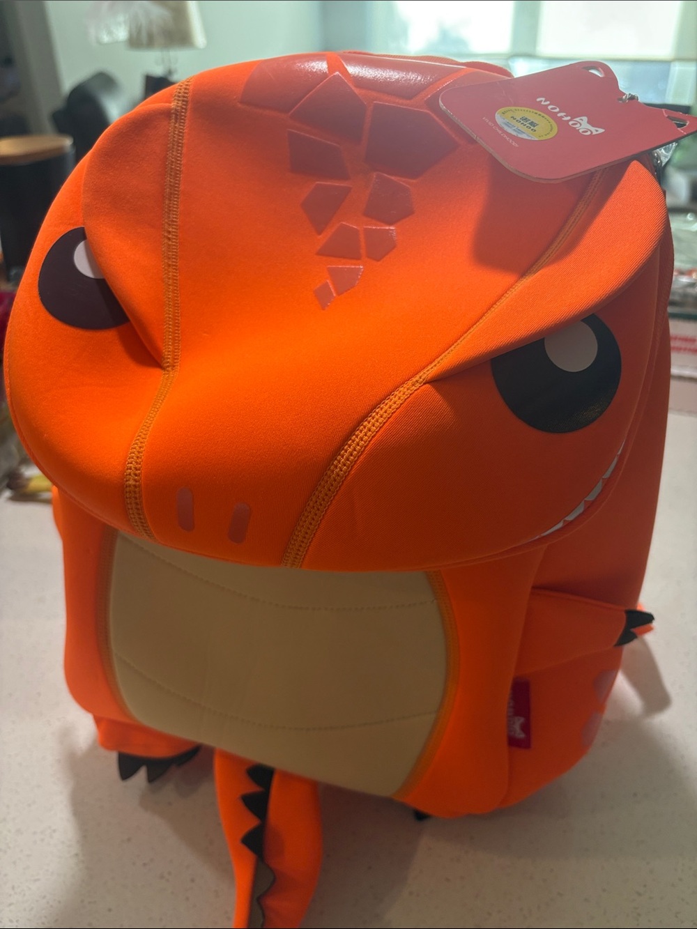 Nohoo Bright Orange Dinosaur Kids Backpack